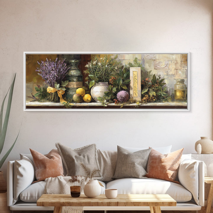 Farmhouse Kitchen Herbs Tied Framed Canvas Print, French Country Art, Digital Wall Art, Farmhouse Decor, Fine Art, Country, FCA-3x1-77