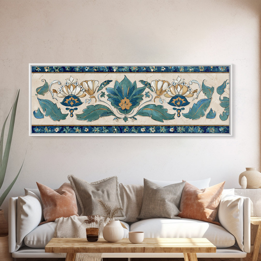 French Script Flourishes Without Readable Text Framed Canvas Print, French Country Art, Digital Art, Farmhouse Decor, Country, FCA-3x1-82