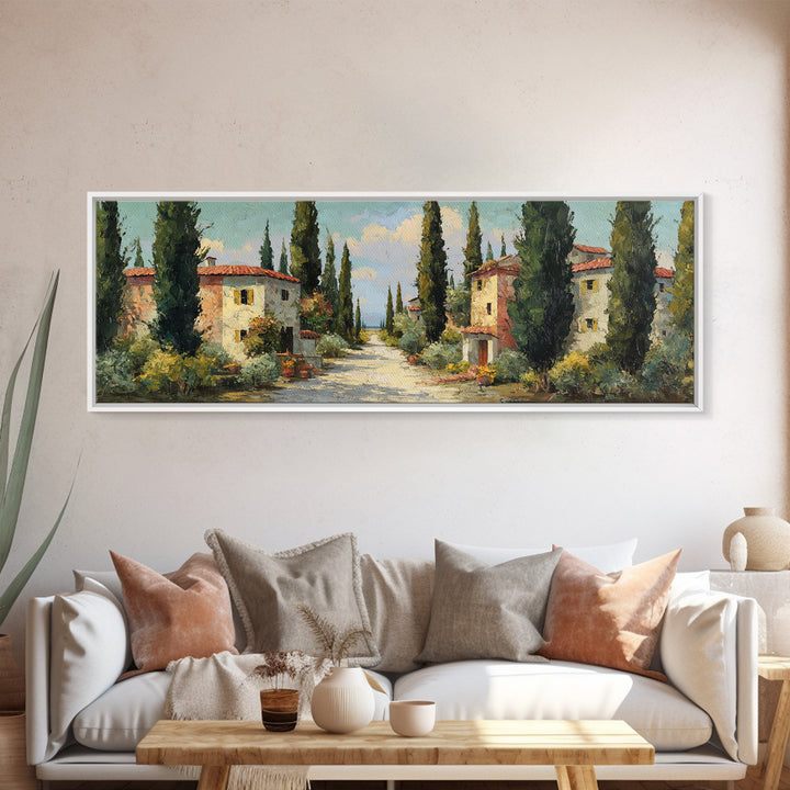 Country Lane Lined Framed Canvas Print, French Country Art, Contemporary Art, Farmhouse Decor, Abstract Art, Country, FCA-3x1-87