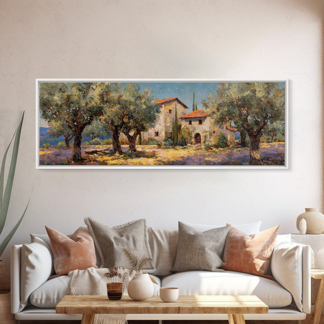 Sunlit Provence Olive Grove Canvas Print, French Country Art, Botanical Prints, Farmhouse Decor, Country, Digital Download Art, FCA-3x1-93