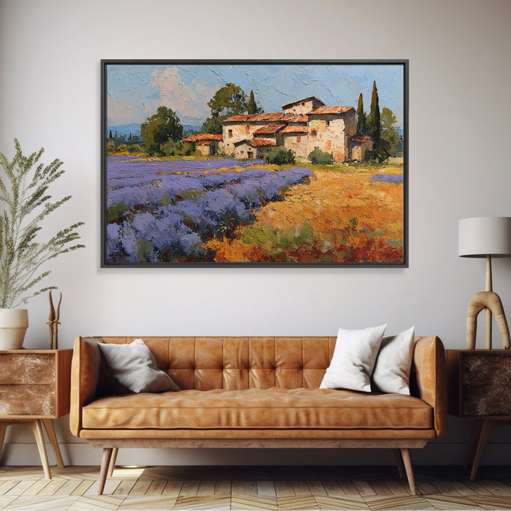 Lavender Field with Distant Stone Farmhouse Canvas Print, French Country Art, Printable Art, Farmhouse Decor, Fine Art, Country, FCA-3x2-29