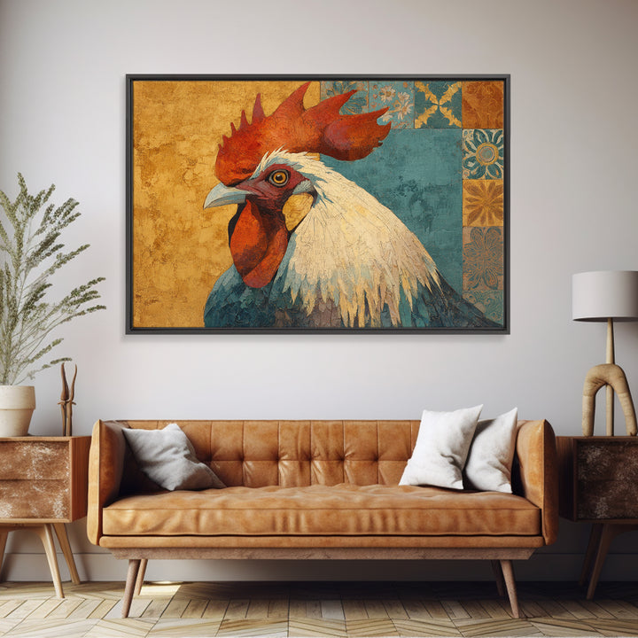 Rooster Portrait in Rustic French Palette Canvas Print, French Country Art, Original Painting, Farmhouse Decor, Country, FCA-3x2-30