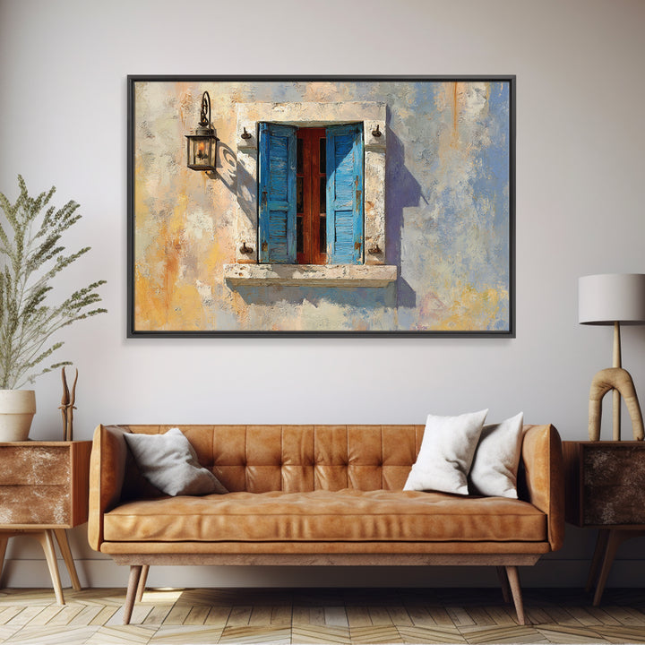 Weathered Window with Blue Shutters Canvas Print, French Country Art, Home Decor Gift, Farmhouse Decor, Fine Art, Country, FCA-3x2-49