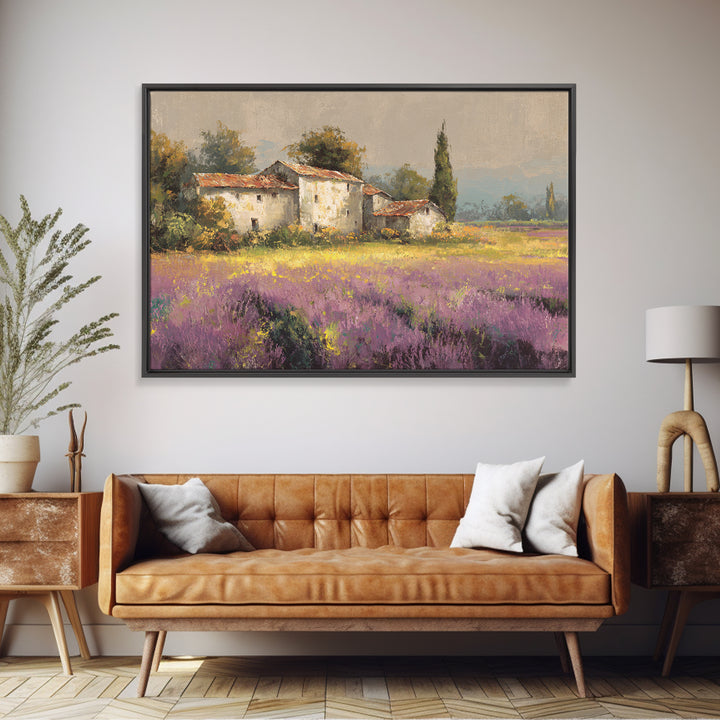 Lavender Field with Distant Stone Farmhouse Canvas Print, French Country Art, Printable Art, Farmhouse Decor, Fine Art, Country, FCA-3x2-53