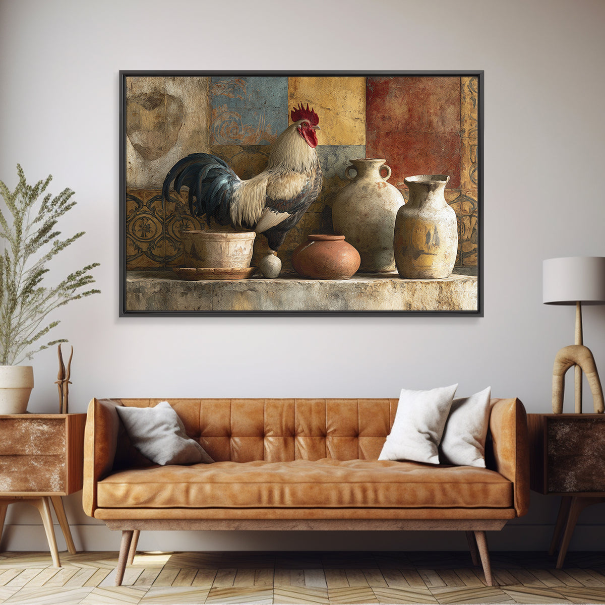 Rooster Portrait in Rustic French Palette Canvas Print, French Country Art, Original Painting, Farmhouse Decor, Country, FCA-3x2-54