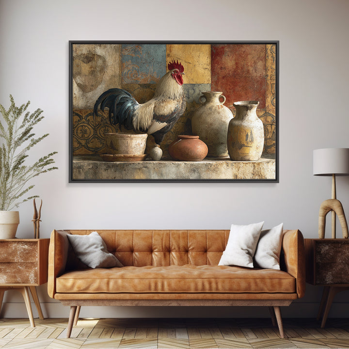Rooster Portrait in Rustic French Palette Canvas Print, French Country Art, Original Painting, Farmhouse Decor, Country, FCA-3x2-54