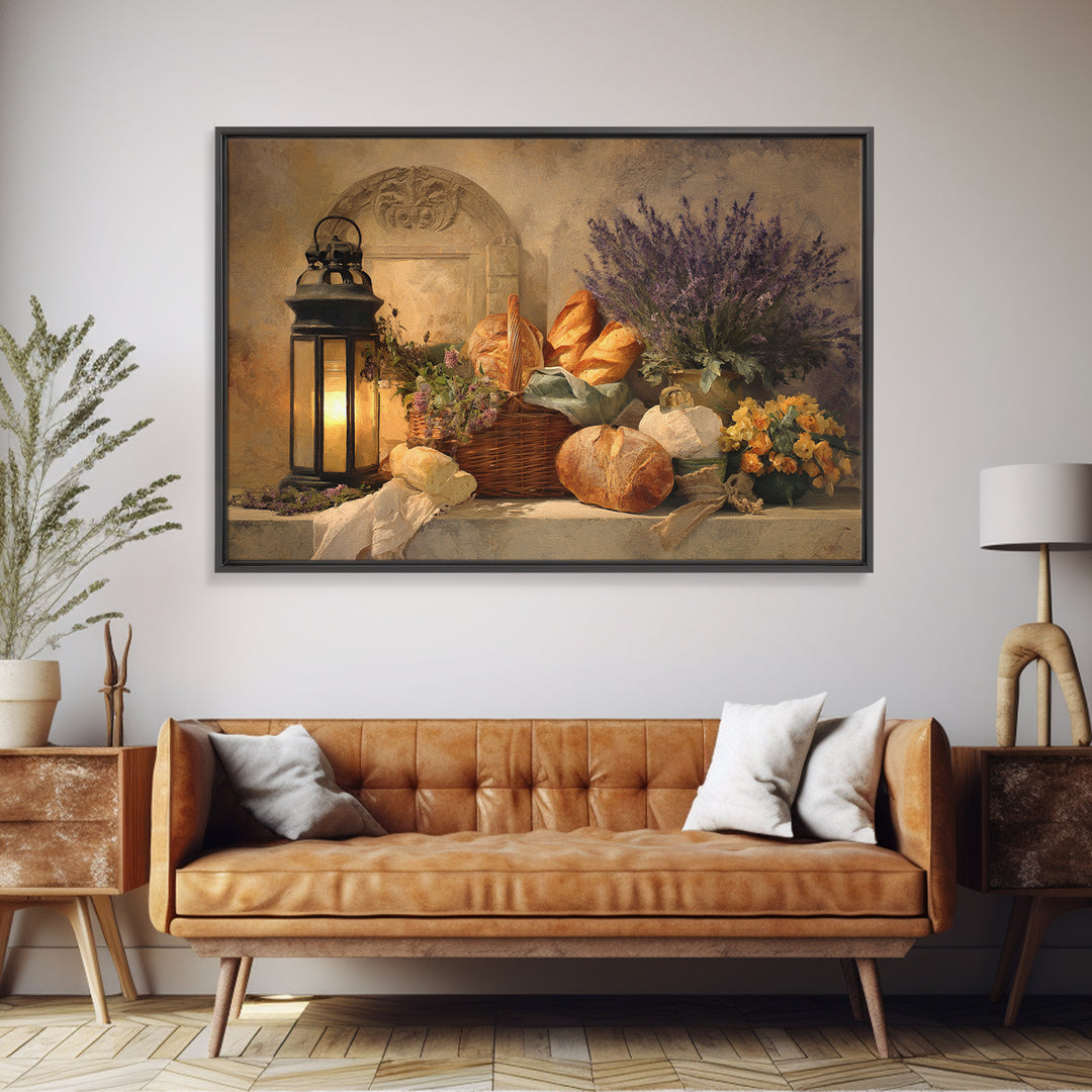 French Market Basket Framed Canvas Print, French Country Art, Farmhouse Wall Decor, Farmhouse Decor, Fine Art, Country, FCA-3x2-59
