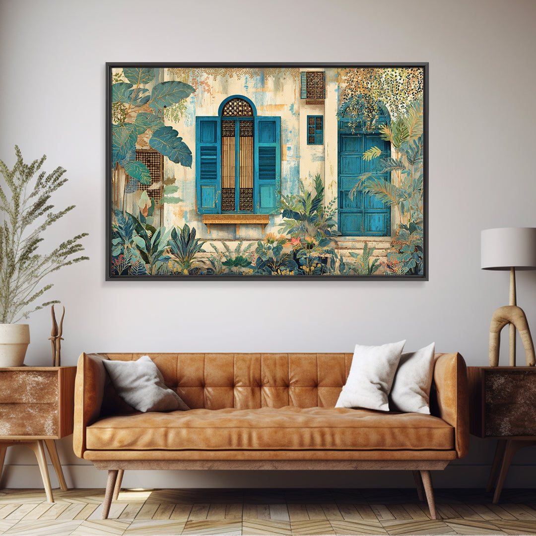 Weathered Window with Blue Shutters Canvas Print, French Country Art, Home Decor Gift, Farmhouse Decor, Fine Art, Country, FCA-3x2-73