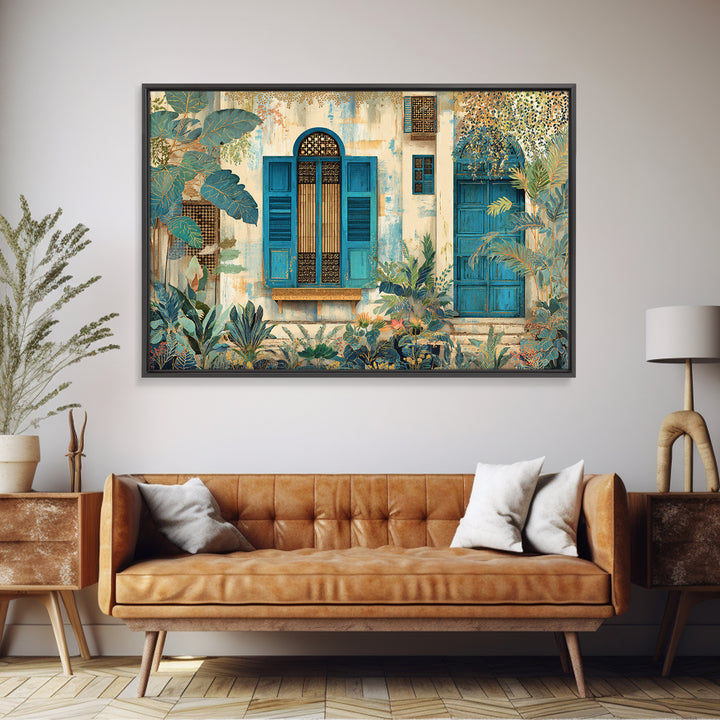 Weathered Window with Blue Shutters Canvas Print, French Country Art, Home Decor Gift, Farmhouse Decor, Fine Art, Country, FCA-3x2-73