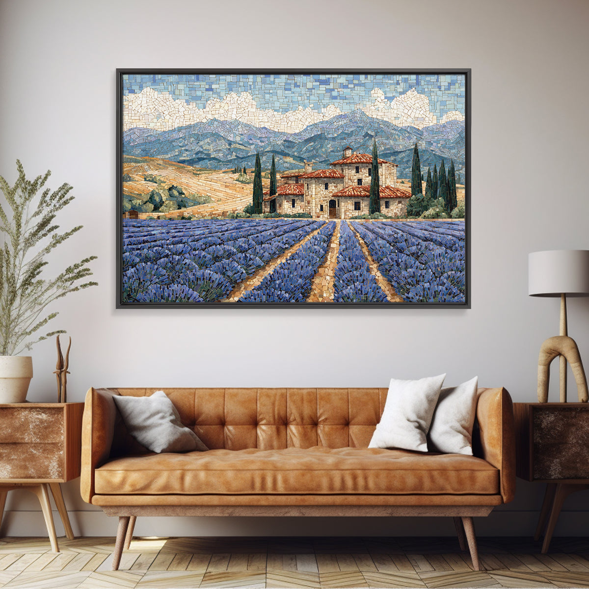 Lavender Field with Distant Stone Farmhouse Canvas Print, French Country Art, Farmhouse Wall Decor, Farmhouse Decor, Country, FCA-3x2-77