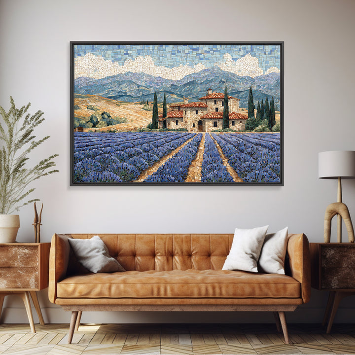 Lavender Field with Distant Stone Farmhouse Canvas Print, French Country Art, Farmhouse Wall Decor, Farmhouse Decor, Country, FCA-3x2-77