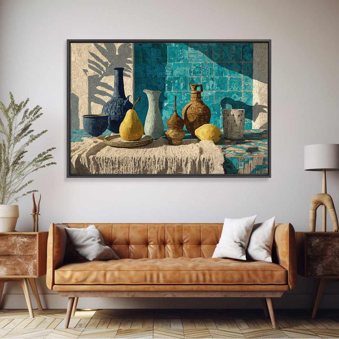 Pear Still Life on Linen Tablecloth Canvas Print, French Country Art, Farmhouse Wall Decor, Farmhouse Decor, Country, FCA-3x2-80