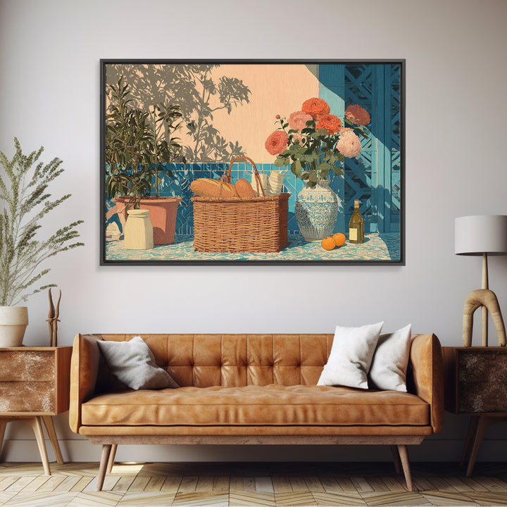 French Market Basket Canvas Print, French Country Art, Landscape Painting, Farmhouse Decor, Oil Painting, Country, FCA-3x2-83