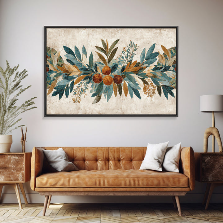Olive Branch Wreath on Cream Ground Canvas Print, French Country Art, Printable Art, Farmhouse Decor, Oil Painting, Country, FCA-3x2-98