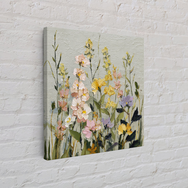 Wildflower Meadow in Loose Impressionist Paint Canvas Print, Floral Art, Art, Living Room Decor, Oil Painting, Bloom, FLO-1x1-99