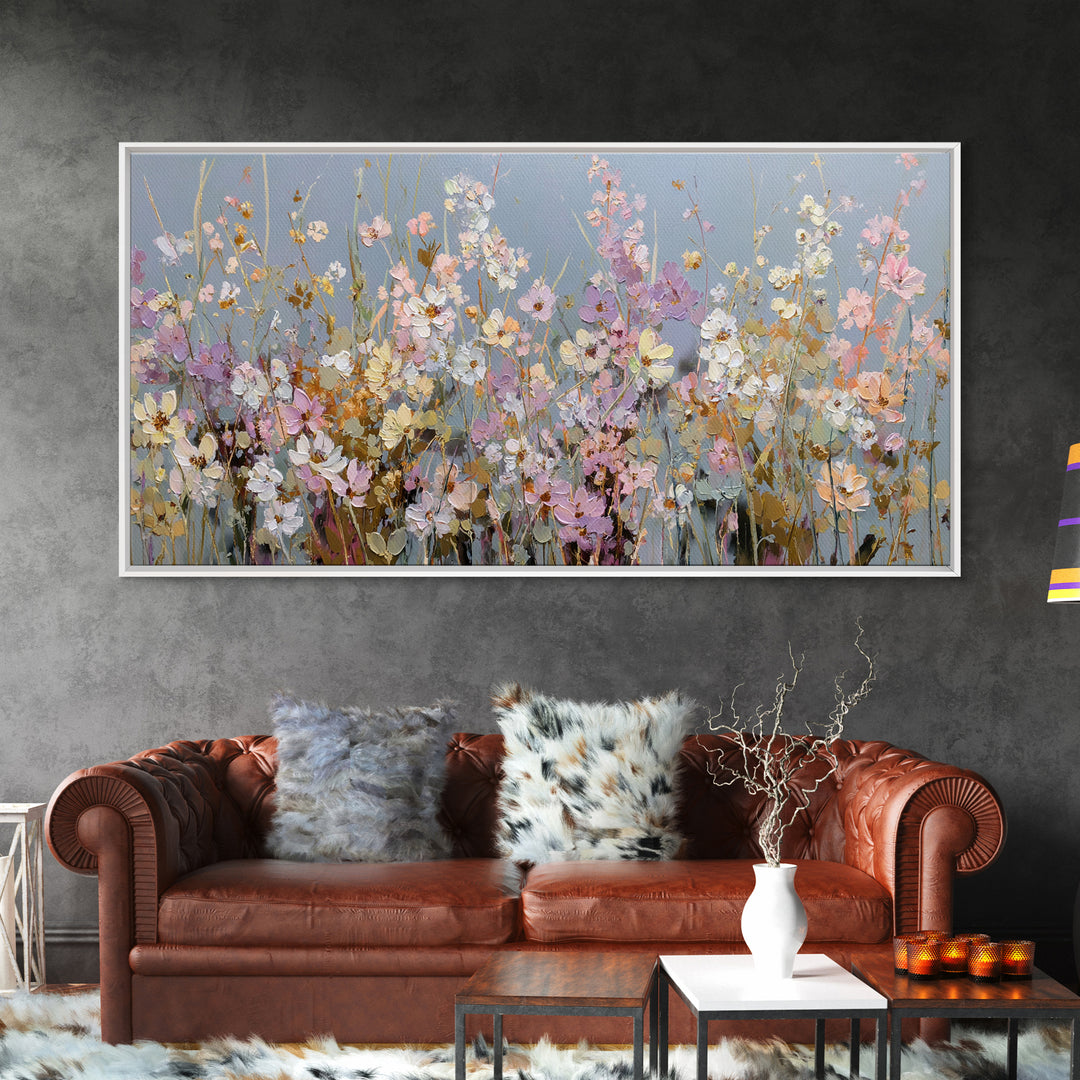 Wildflower Meadow in Loose Impressionist Paint Canvas Print, Floral Art, Modern Southern Floral Art, Living Room Decor, Bloom, FLO-2x1-71