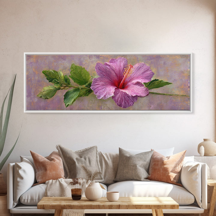 Hibiscus Flower with Tropical Brightness Canvas Print, Floral Art, Neutral Tone Abstract Floral Art, Living Room Decor, Bloom, FLO-3x1-11