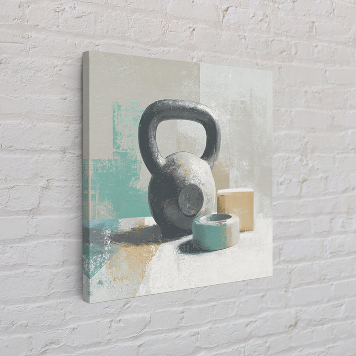 Kettlebell and Chalk Dust Canvas Print, Fitness Studio Art, Home Gym Sign, Gym Decor, Oil Painting, Motion, Motivational Canvas, FSA-1x1-30