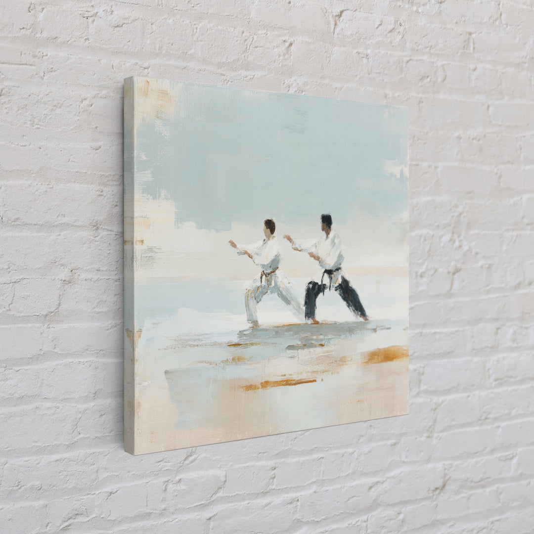 Martial Artist Pose Framed Canvas Print, Fitness Studio Art, Home Gym Decor, Gym Decor, Oil Painting, Motion, Home Gym Wall Art, FSA-1x1-43