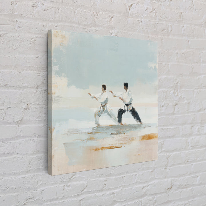 Martial Artist Pose Framed Canvas Print, Fitness Studio Art, Home Gym Decor, Gym Decor, Oil Painting, Motion, Home Gym Wall Art, FSA-1x1-43