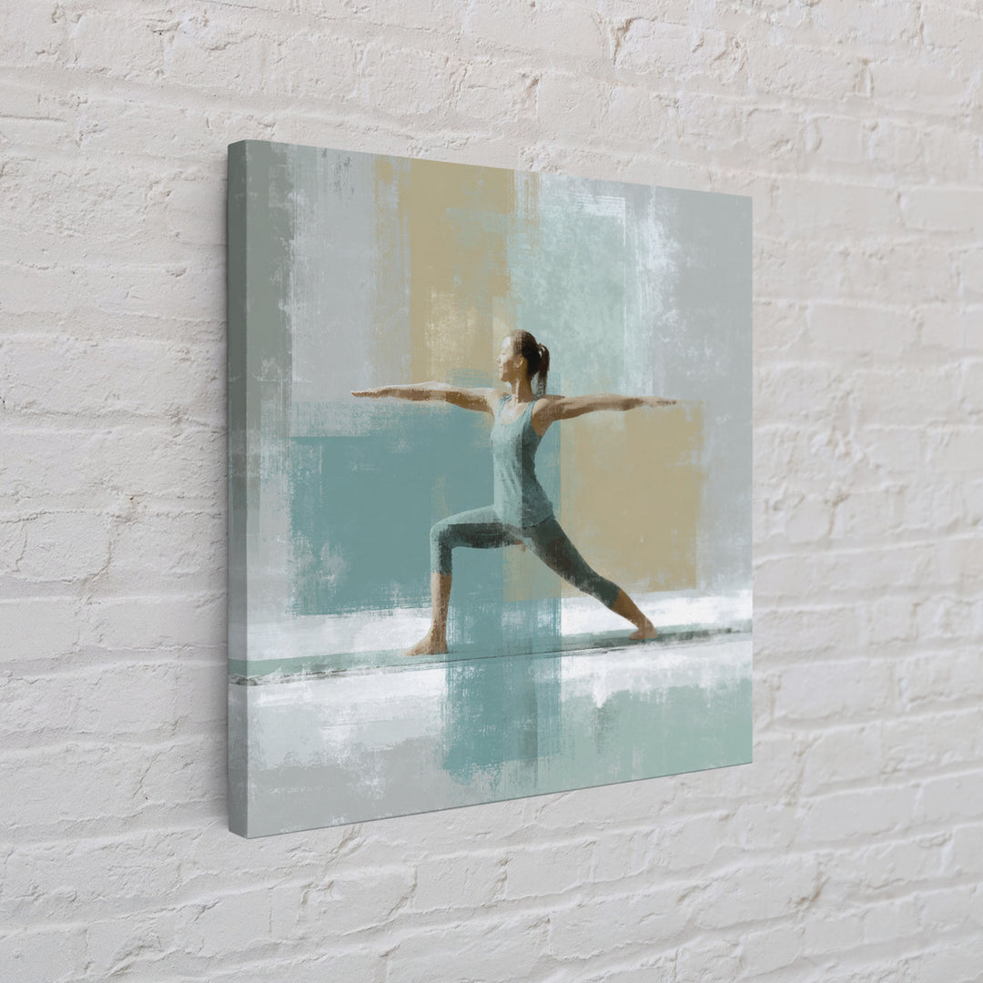Yoga Warrior Pose Canvas Print, Fitness Studio Art, Pilates Poster, Gym Decor, Fine Art, Motion, Statement Artwork, Boho Decor, FSA-1x1-55