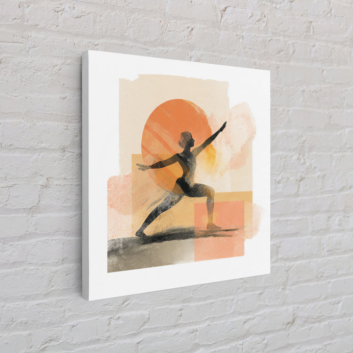 Yoga Warrior Pose Framed Canvas Print, Fitness Studio Art, Motivational Canvas, Gym Decor, Fine Art, Motion, Textured Painting, FSA-1x1-79