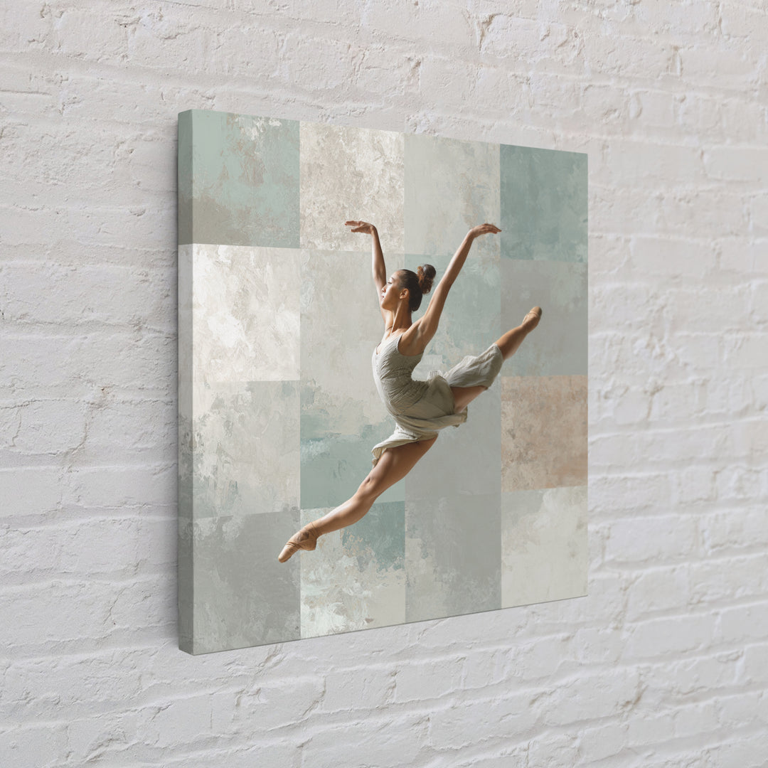 Dancer Leap with Painterly Energy Framed Canvas Print, Fitness Studio Art, Home Decor, Gym Decor, Fine Art, Motion, FSA-1x1-83