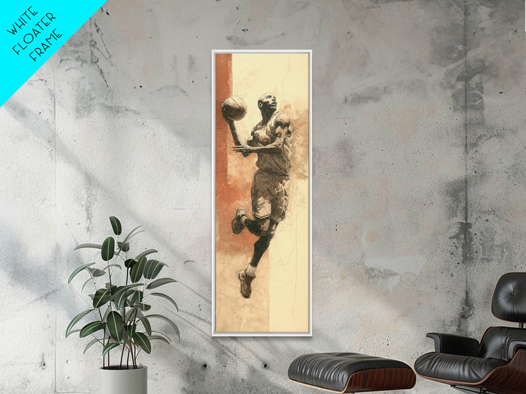 Basketball Player in Explosive Motion Canvas Print, Fitness Studio Art, Black and White Art, Gym Decor, Fine Art, Motion, FSA-1x3-10