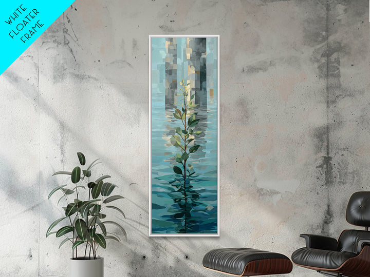 Rowing Oars Cutting Through Blue Water Framed Canvas Print, Fitness Studio Art, Physical Therapy Art, Gym Decor, Motion, FSA-1x3-24
