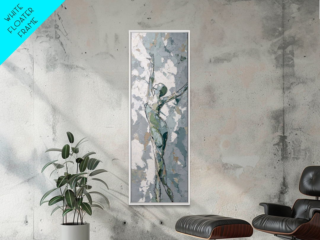 Pilates Figure in Elegant Contour Line Framed Canvas Print, Fitness Studio Art, Textured Painting, Gym Decor, Fine Art, Motion, FSA-1x3-80