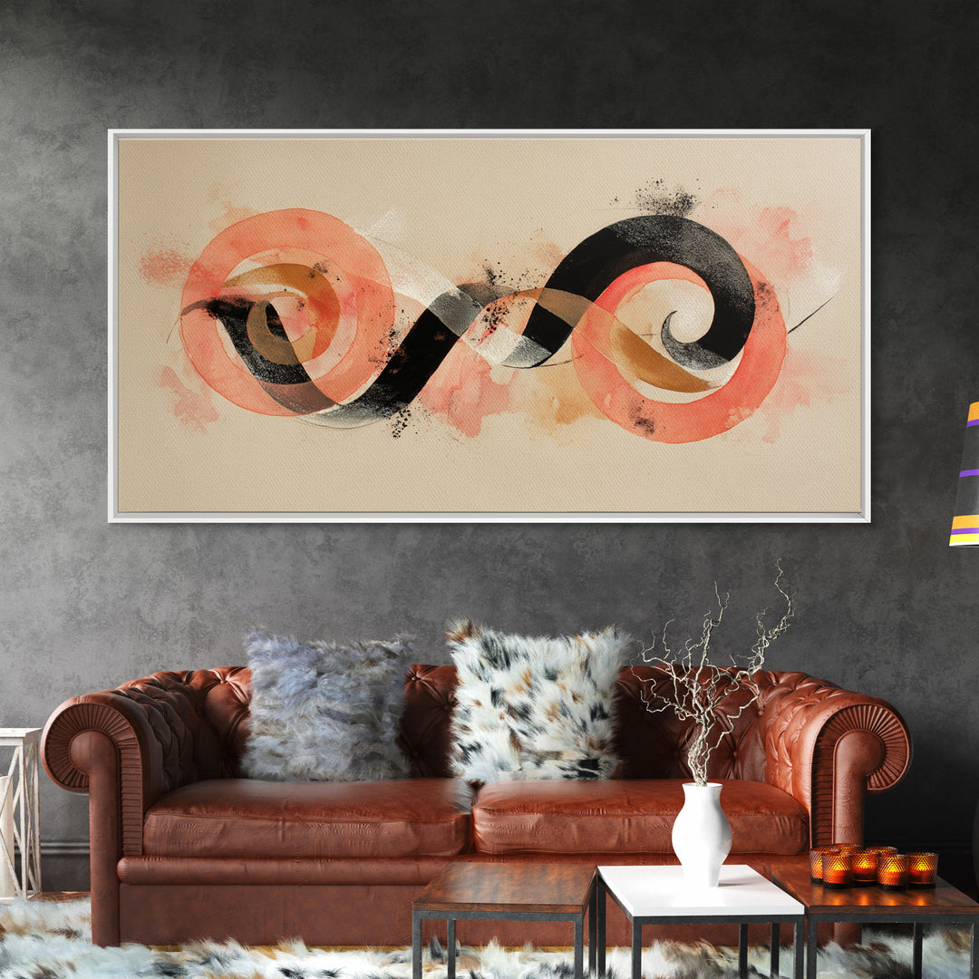 Gymnast Ribbon Forming a Spiral Composition Framed Canvas Print, Fitness Studio Art, Gym Poster, Gym Decor, Fine Art, Motion, FSA-2x1-19