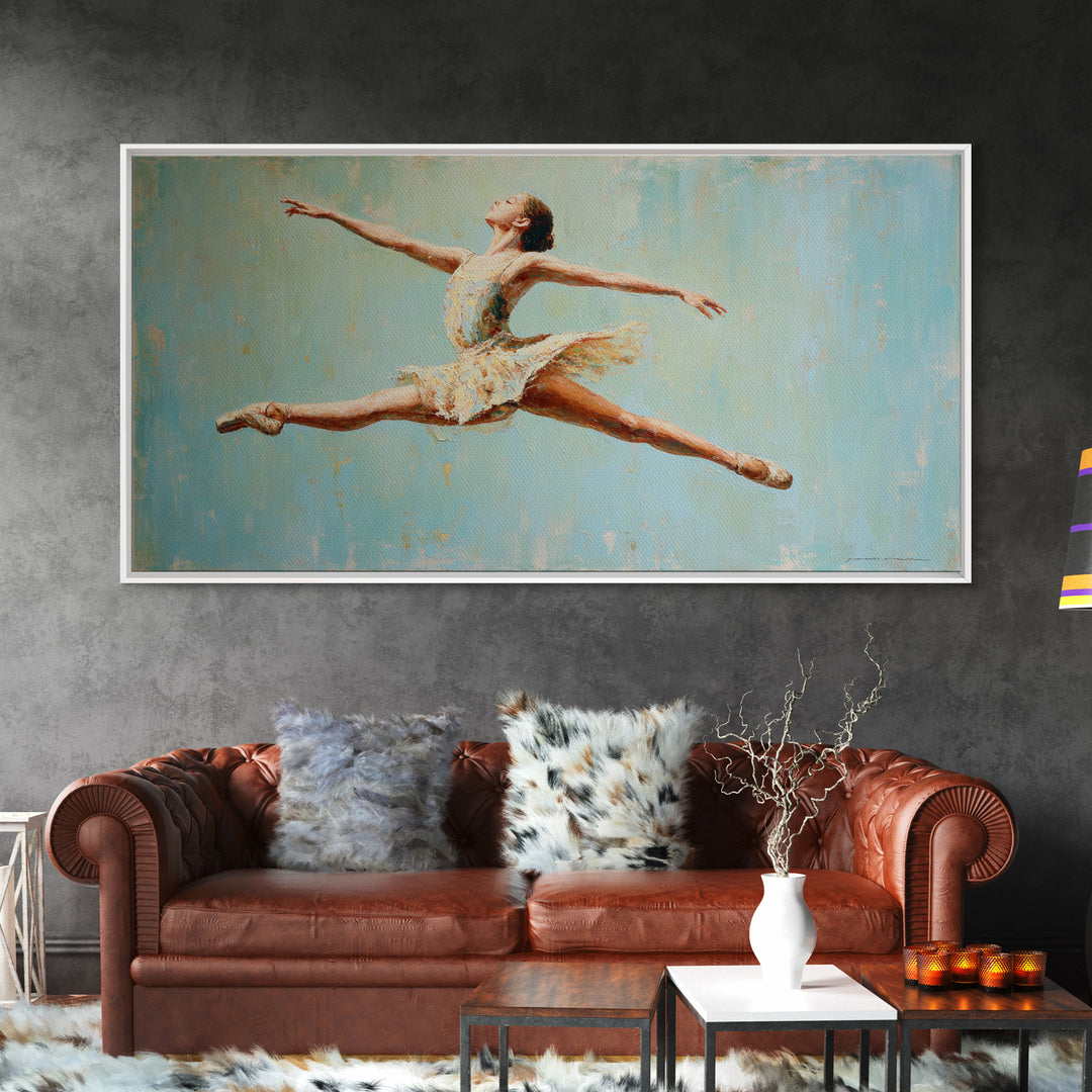 Dancer Leap with Painterly Energy Canvas Print, Fitness Studio Art, Metal Wall Art, Gym Decor, Fine Art, Motion, Home Gym Decor, FSA-2x1-31