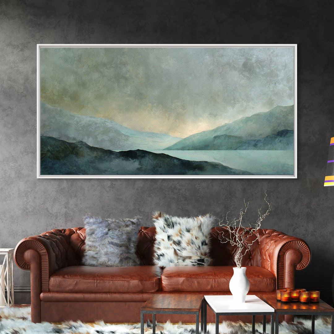 Sunrise over Mountains as Endurance Metaphor Framed Canvas Print, Fitness Studio Art, Aesthetic Room Decor, Gym Decor, Motion, FSA-2x1-92