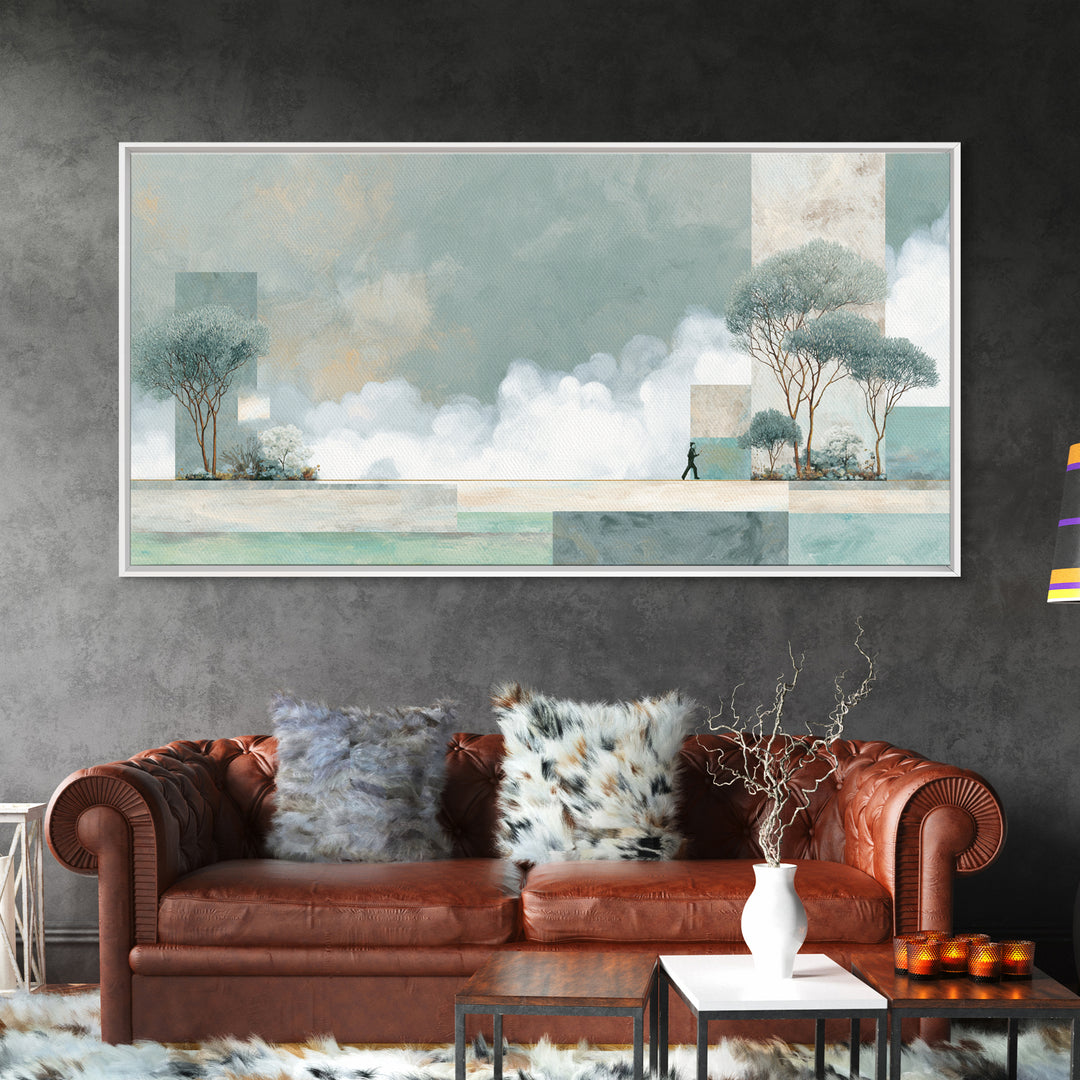 Runner Silhouette Breaking Through Morning Mist Canvas Print, Fitness Studio Art, Minimalist Decor, Gym Decor, Fine Art, Motion, FSA-2x1-93