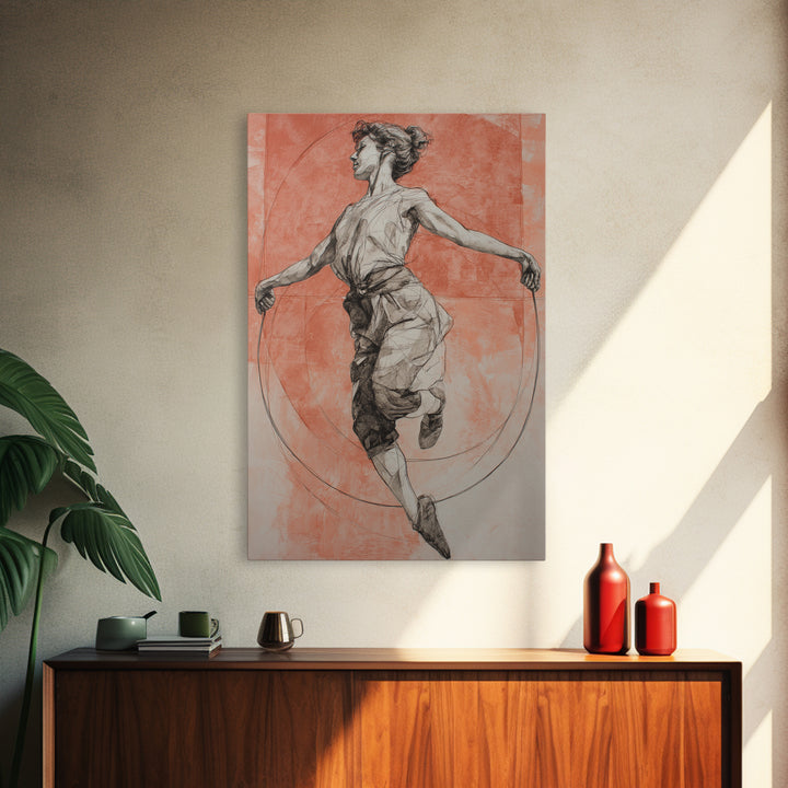 Jump Rope Movement Captured as Curved Lines Canvas Print, Fitness Studio Art, Motivational Canvas, Gym Decor, Motion, FSA-2x3-42