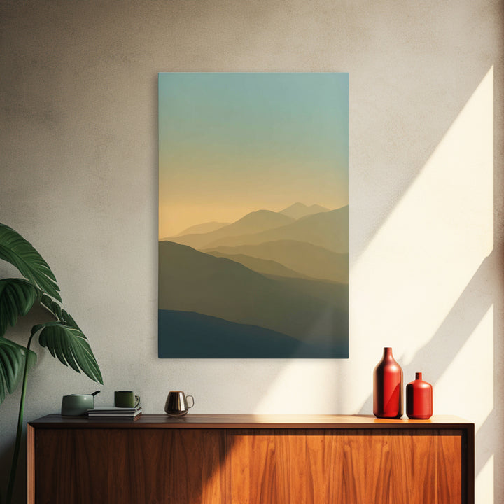 Sunrise over Mountains as Endurance Metaphor Framed Canvas Print, Fitness Studio Art, Gym Decor, Fine Art, Motion, Gym Wall Art, FSA-2x3-56