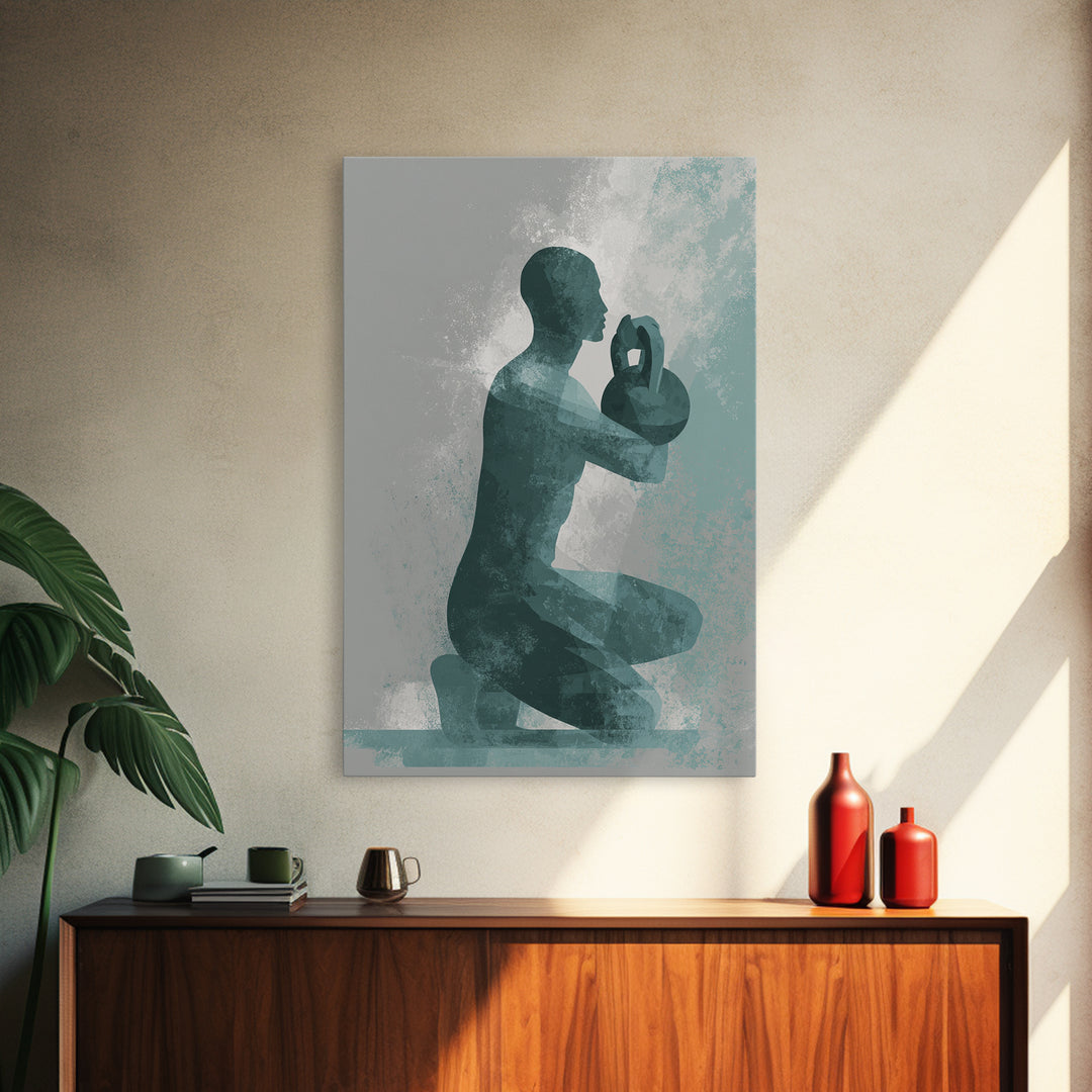 Kettlebell and Chalk Dust Canvas Print, Fitness Studio Art, Art Print, Gym Decor, Abstract Art, Motion, Motivational Poster, FSA-2x3-62