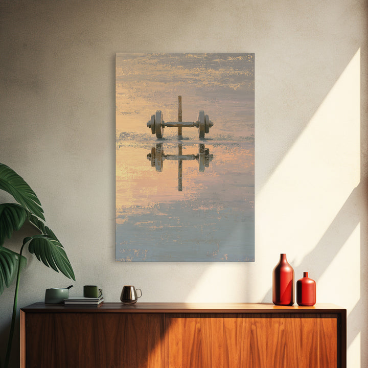 Barbell Plate Study Canvas Print, Fitness Studio Art, Pilates Poster, Gym Decor, Oil Painting, Motion, Statement Artwork, FSA-2x3-72