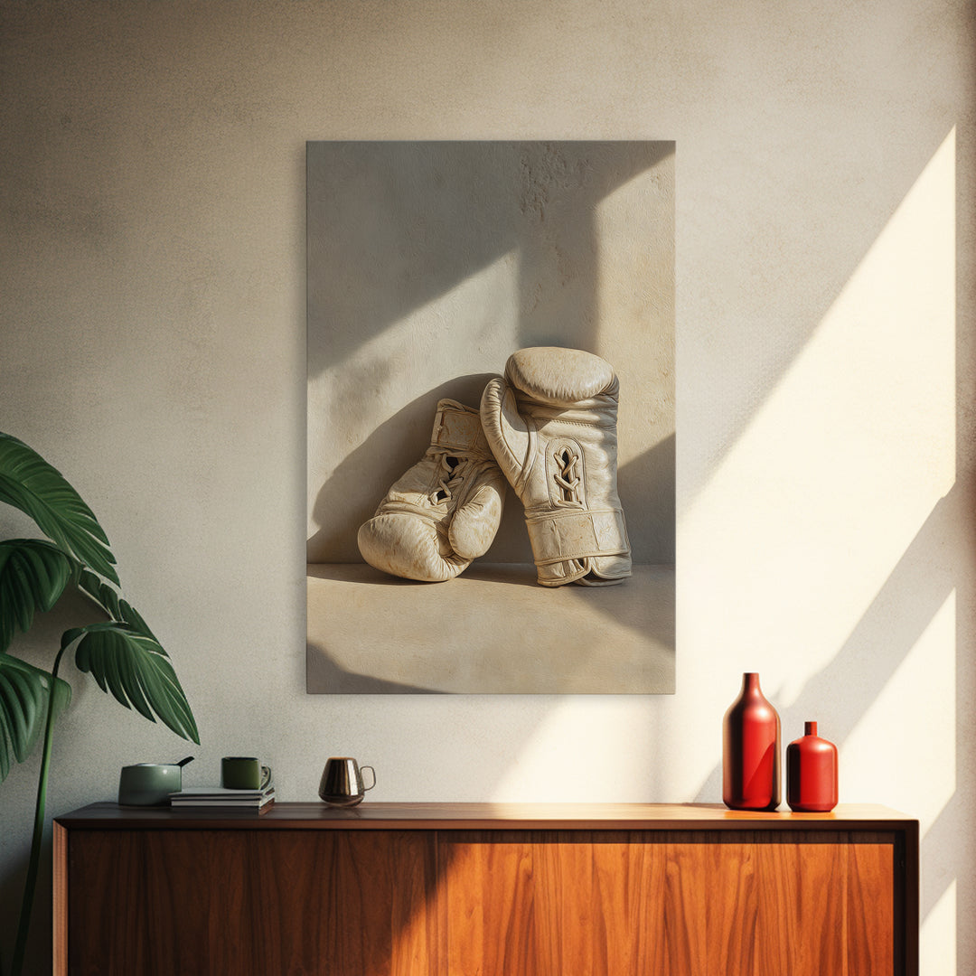 Boxing Gloves Still Life Framed Canvas Print, Fitness Studio Art, Contemporary Art, Gym Decor, Motion, Aesthetic Room Decor, FSA-2x3-85