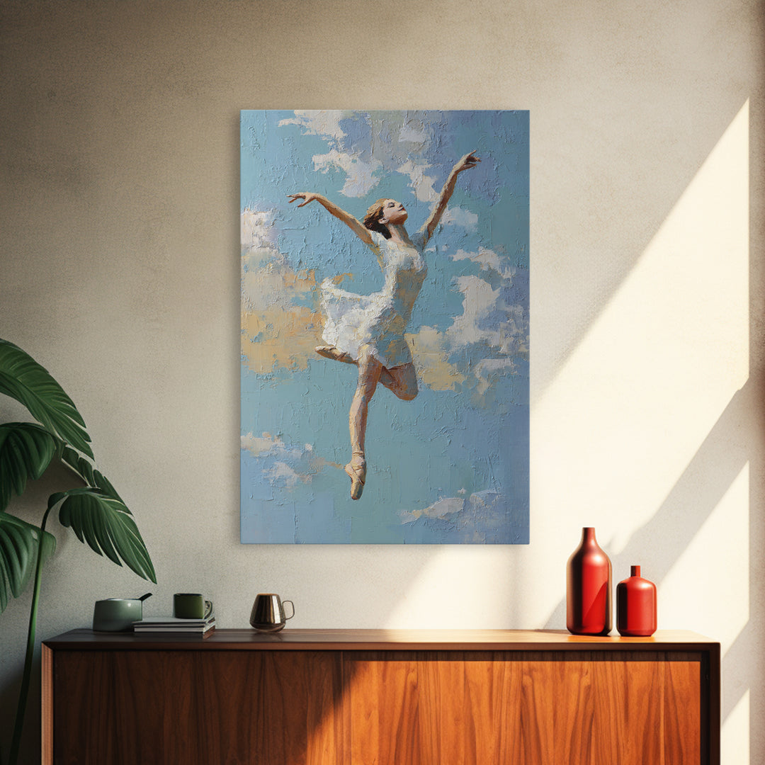 Dancer Leap with Painterly Energy Canvas Print, Fitness Studio Art, Luxury Decor, Gym Decor, Fine Art, Motion, Modern Wall Art, FSA-2x3-91