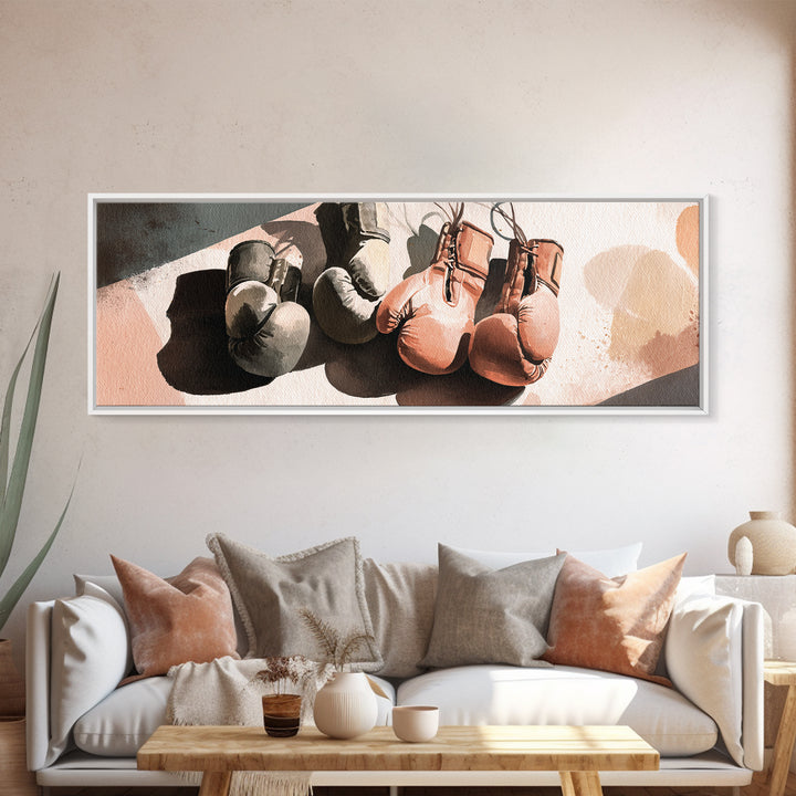 Boxing Gloves Still Life Canvas Print, Fitness Studio Art, Printable Art, Gym Decor, Fine Art, Motion, Home Gym Sign, FSA-3x1-45