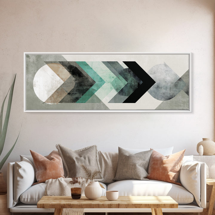 Minimal Motivational Symbol Using Arrows and Shapes Framed Canvas Print, Fitness Studio Art, Fitness, Gym Decor, Motion, FSA-3x1-77