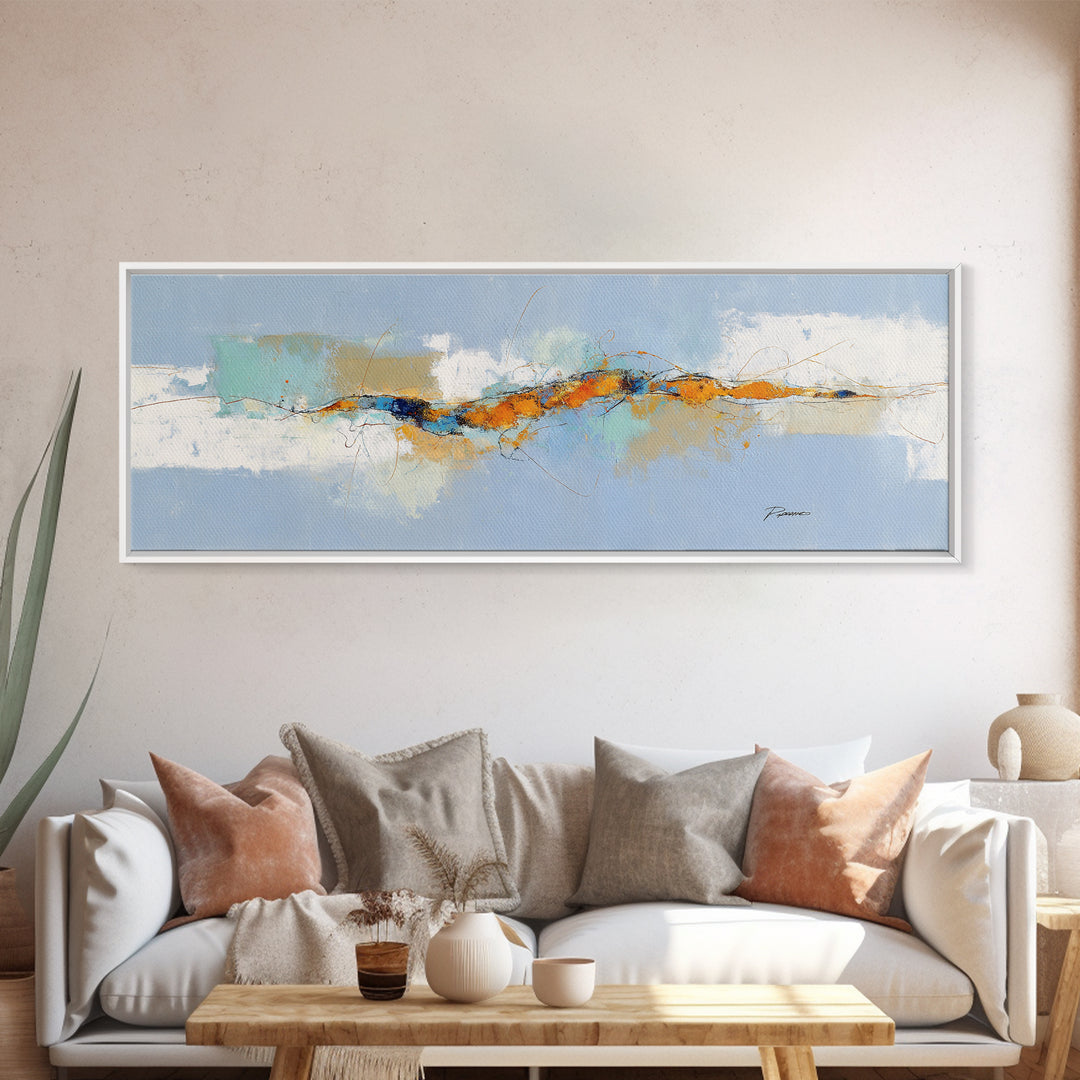 Abstract Heartbeat Line Through Color Fields Canvas Print, Fitness Studio Art, Motivational Poster, Gym Decor, Motion, FSA-3x1-81