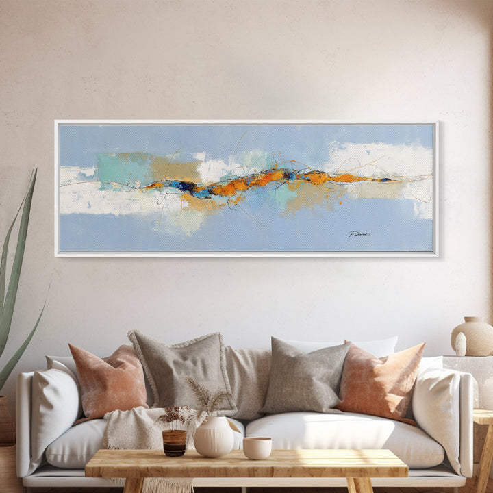 Abstract Heartbeat Line Through Color Fields Canvas Print, Fitness Studio Art, Motivational Poster, Gym Decor, Motion, FSA-3x1-81
