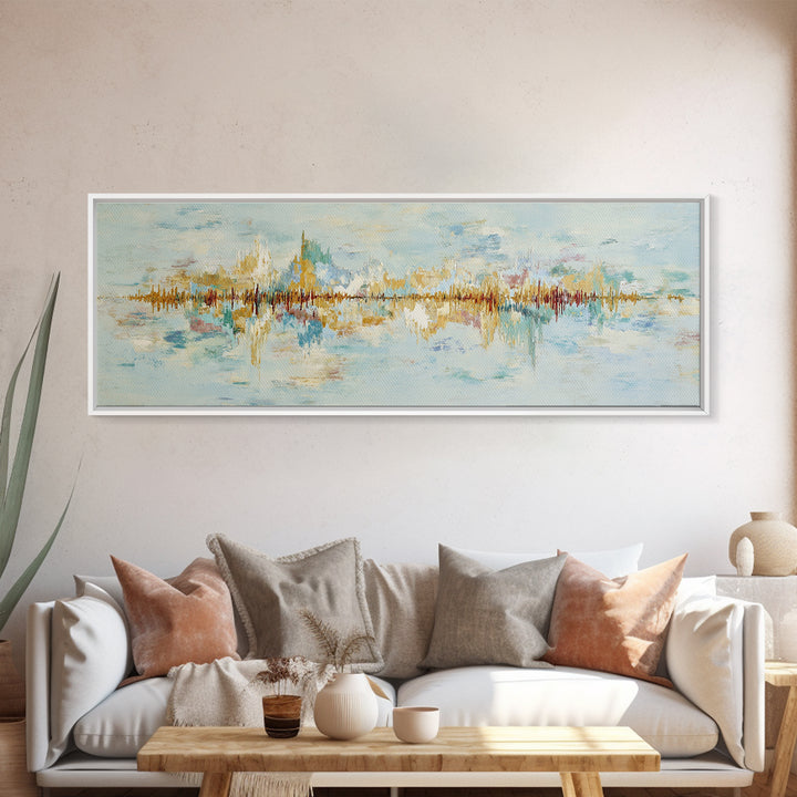 Abstract Heartbeat Line Through Color Fields Framed Canvas Print, Fitness Studio Art, Textured Painting, Gym Decor, Motion, FSA-3x1-9