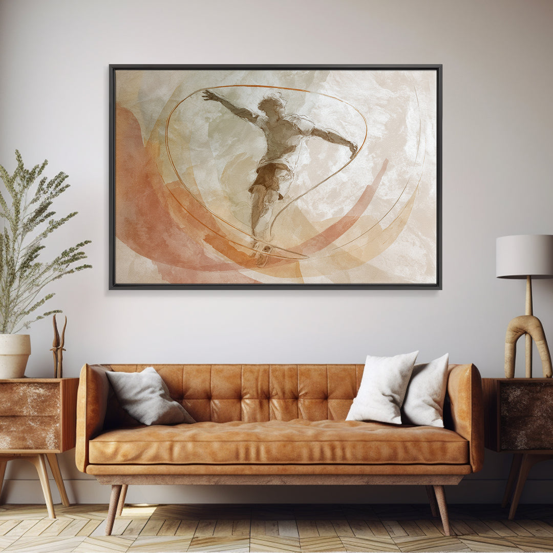 Jump Rope Movement Captured as Curved Lines Framed Canvas Print, Fitness Studio Art, Room Decor, Gym Decor, Fine Art, Motion, FSA-3x2-14