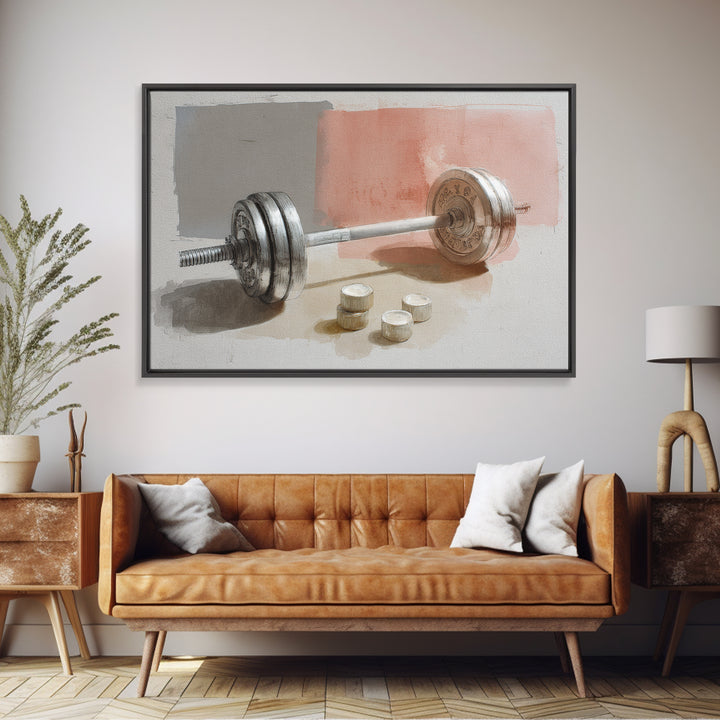 Barbell Plate Study Framed Canvas Print, Fitness Studio Art, Minimalist Art Print, Gym Decor, Fine Art, Motion, Home Decor, FSA-3x2-92