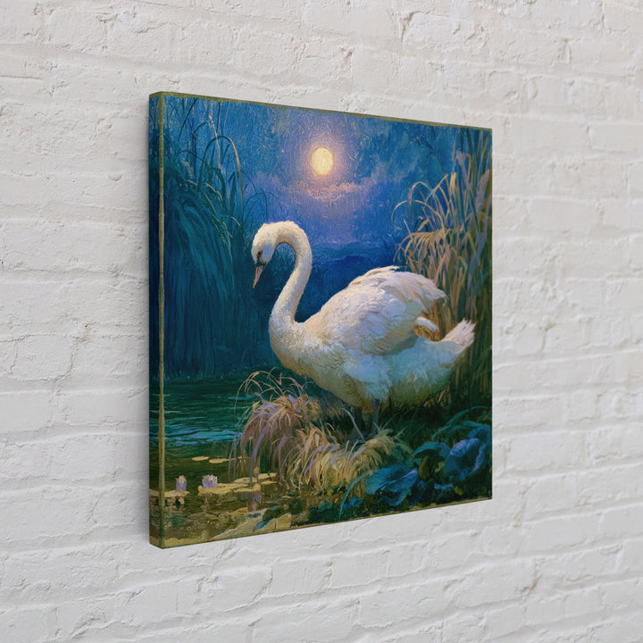 White Swan Transformation Scene Canvas Print, Fairy Tale Art, Boho Wall Art, Living Room Decor, Oil Painting, Storybook, FTA-1x1-15