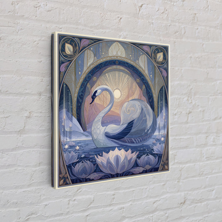 White Swan Transformation Scene Framed Canvas Print, Fairy Tale Art, Folk Art, Living Room Decor, Fine Art, Storybook, FTA-1x1-39