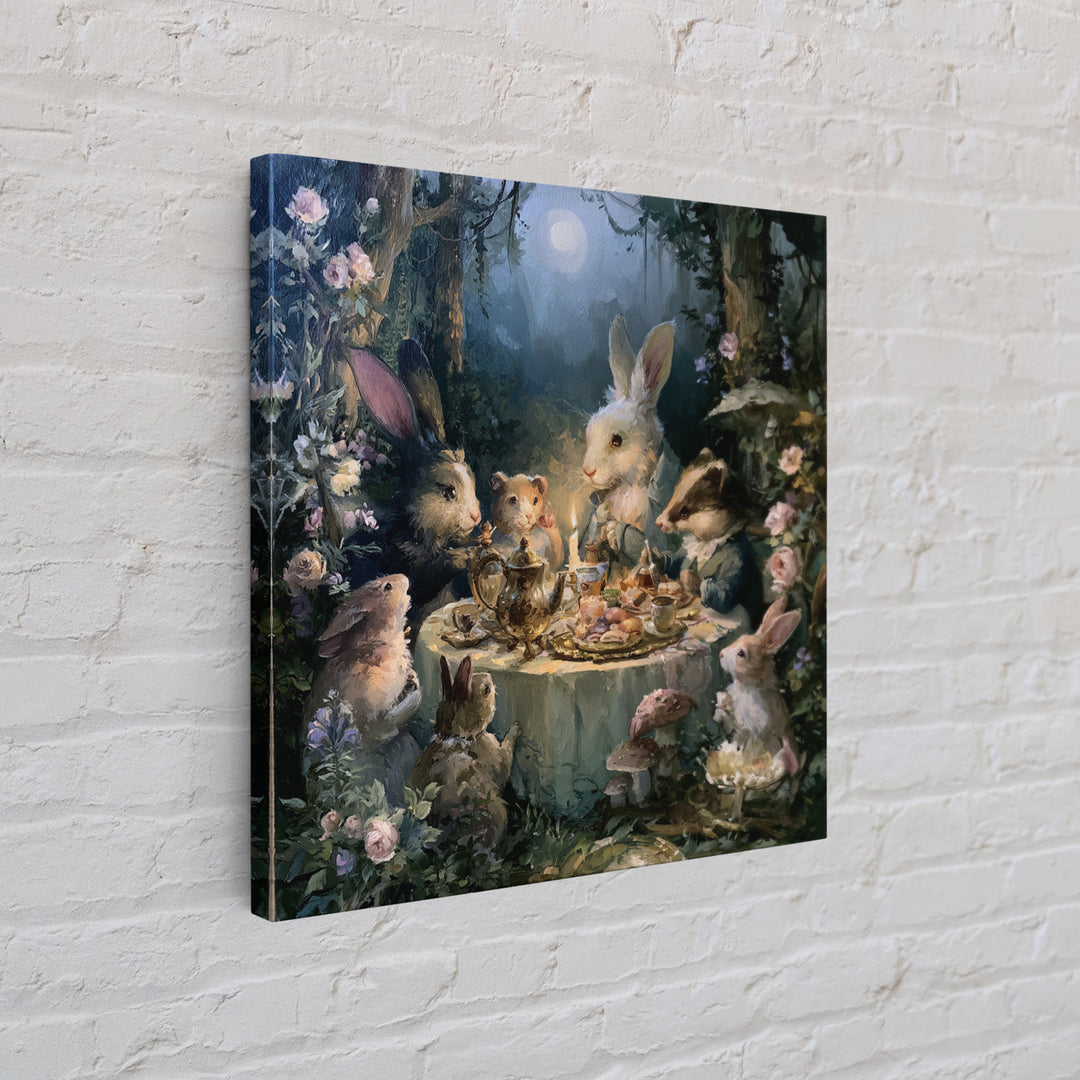 Woodland Tea Party Framed Canvas Print, Fairy Tale Art, Princess Wall Art, Living Room Decor, Oil Painting, Storybook, FTA-1x1-43